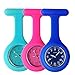 Set of 3 Nurse Watch Brooch, Silicone with Pin/Clip, Glow Pointer in Dark, Infection Control Design, Health Care Nurse Doctor Paramedic Medical Brooch Fob Watch - Blue Rose Navy