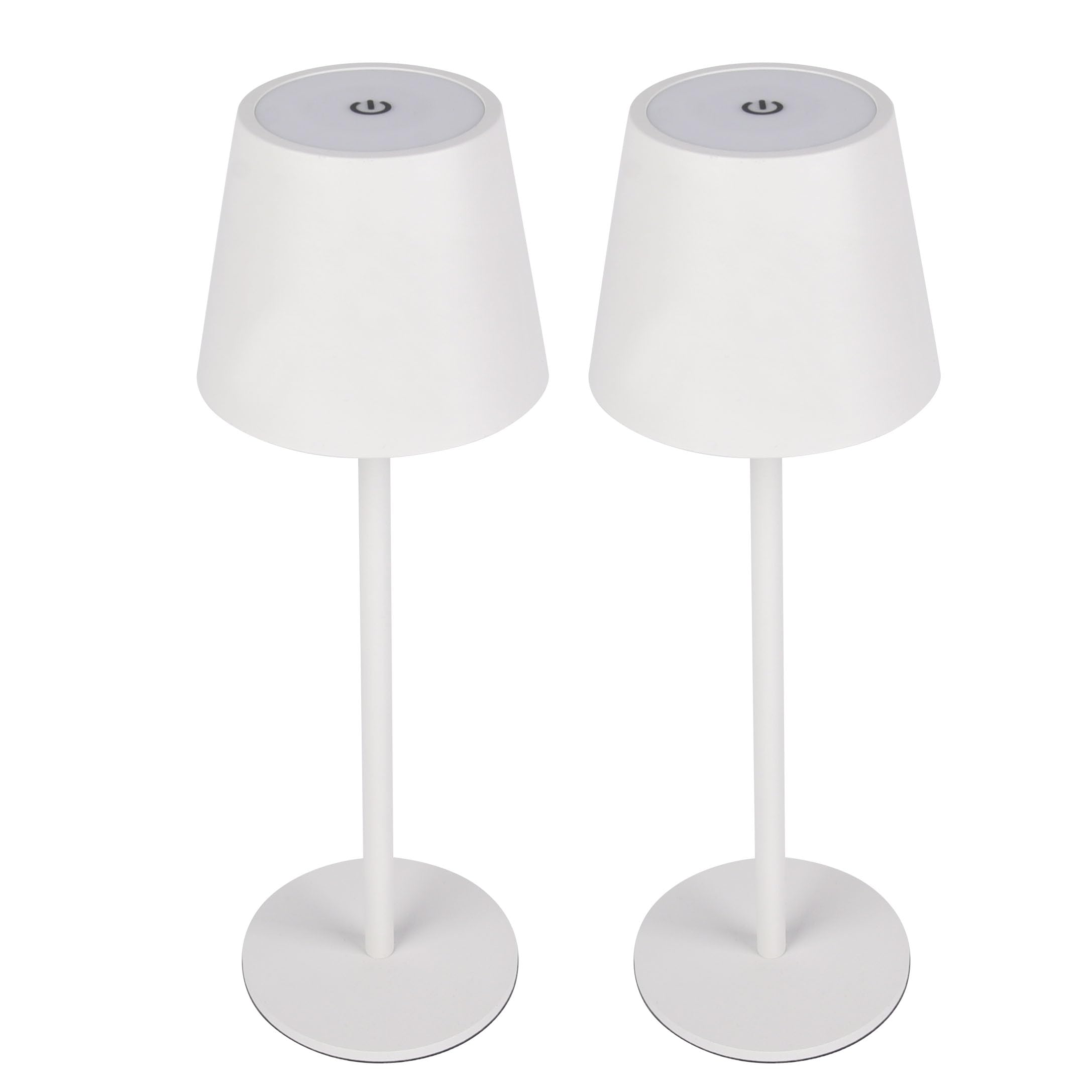 greenandco 2x Rechargeable Table Lamp, Wireless, Dimmable, Touch Control, 3000-5000K, CRI 90, 3600mAh, Suitable for Outdoor, Colour: White