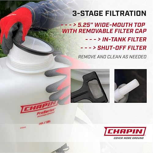 CHAPIN 61800 ProSeries 4-Gallon Backpack Sprayer, 3-Stage Filtration photo 9