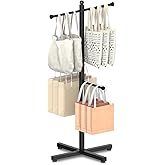 Ansionsol 42-48 Inch Adjustable Height Shopping Bag Rack, Heavy Duty Metal T-shaped Grocery Bag Holder for Retail Stores, Large Bag Display Stand for Malls,Vendor,Boutique,Trade Show, 4 Arms,Black