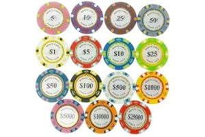THE POKER STORE Monte Carlo Smooth 14 Gram Poker Chips - 100 Poker Chips