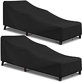 Arcedo Patio Chaise Lounge Cover Water Resistant, 2 Pack of Pool Lounge Chair Covers for Outside Stackable Cushions and Outdoor Furniture, 80" x 30" x 26" H, Black