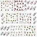 TailaiMei Christmas Nail Decals Stickers, 150Pcs Water Transfer Tips and 6 Sets Full Wrap DIY Nail Art Stencil with 1 Nail Buffer File. Include Christmas Tree/Santa/Snowflake/Snowman (12 Sheets)
