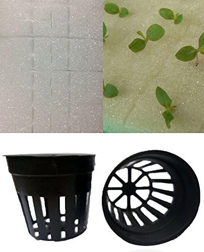 Aggreen 20 EA Cubes Sponges & Mesh Basket Cups For Hydroponics Farms