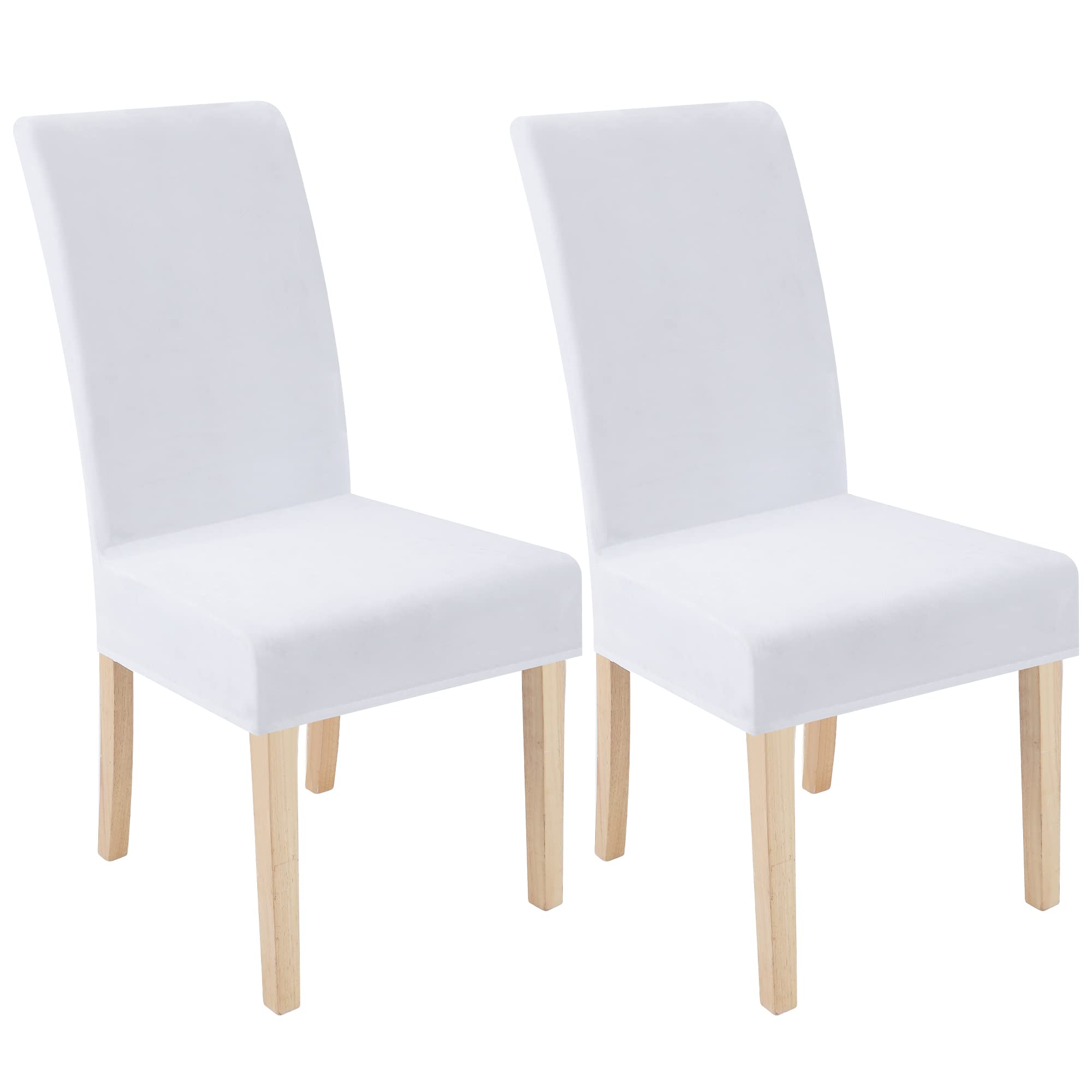 Photo 1 of Smiry Velvet Stretch Dining Room Chair Covers Set of 2, Soft Removable Washable Chair Slipcovers Kitchen Parsons Chair Protector, Raw White