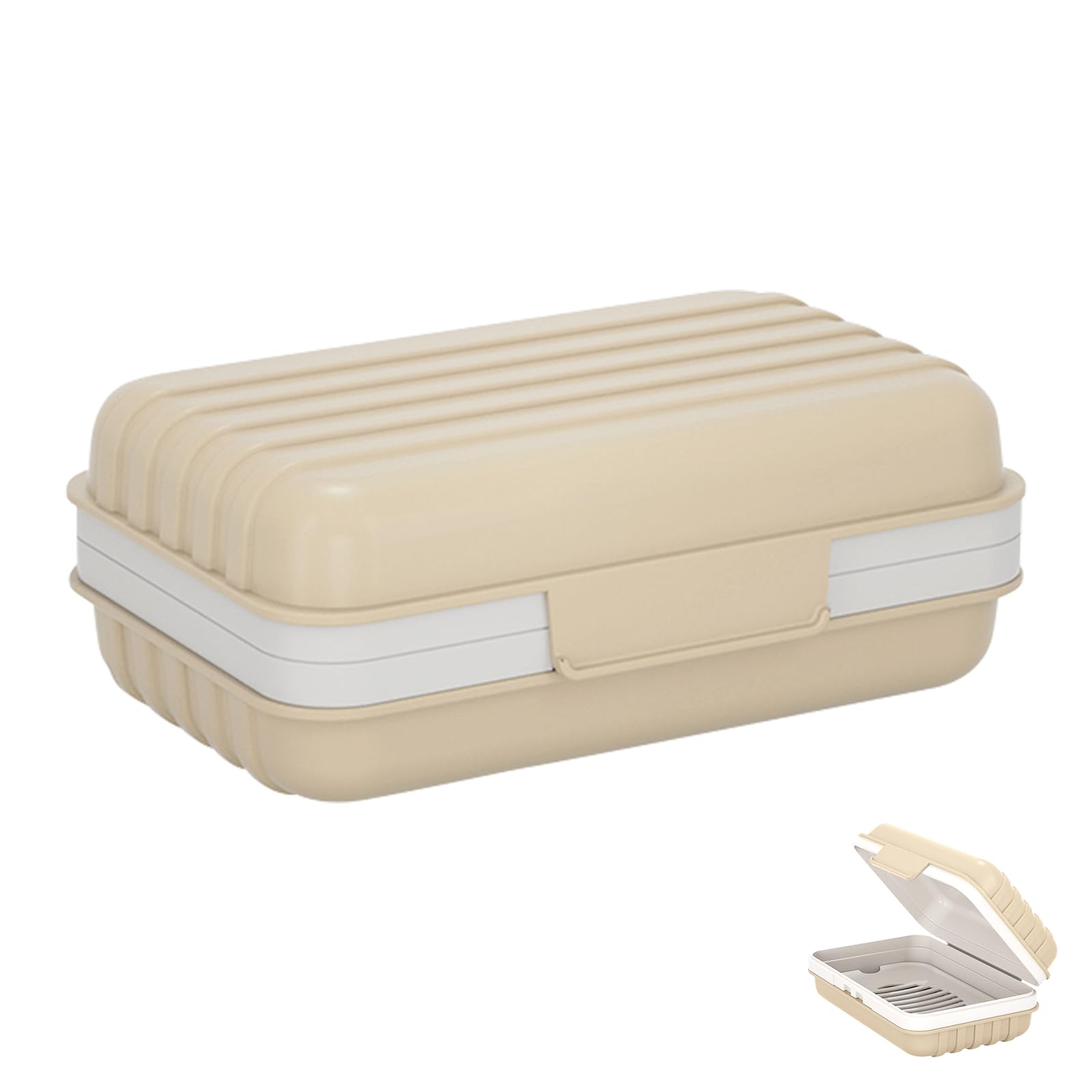 Bailinks Portable Soap Case with Lid, Travel Soap Box for Bathroom, Shower, Kitchen, Hiking - Leakproof, Apricot Yellow