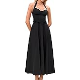 XinFSh Women's Summer Floral Halter Corset Wedding Guest Midi Dress Flowy A Line Tea Party Dresses 2026