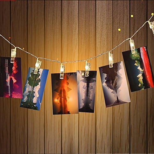 LED Photo Hanging Clips String Lights- 20 Photo Clips, TINGQIAO 3.0 Meter/10 Feet, Perfect for Indoor or Outdoor Decoration, Notes, Artwork and Festival Decoration (Warm White)