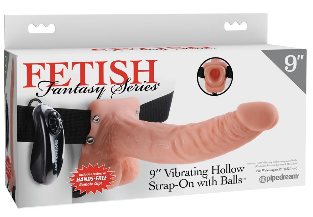 Pipedream Fetish Fantasy Series 9" Vibrating Hollow-Strap-On with Balls Light & Black 24x5.6 cm