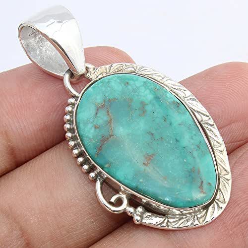 Green Turquoise 925 Sterling Silver Pendant Jewelry Handmade
