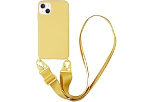 CQUUKOI for iPhone 15 Plus,Crossbody Phone Case with Shoulder Strap Soft Silicone Case with Adjustable Lanyard Cute Cool Wireless Charging Shockproof Protector for Women Girls Yellow
