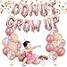 Donut Party Supplies - Donut Grow Up Balloons Banner Rose Gold, 20 Latex Balloons with 5 Confetti Balloons for Baby Shower Donut Grow Up Birthday Party Decorations