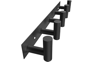 VAEHOLD Black Hat and Coat Wall Mount Rack 5 Hooks for Robes, Bags, Keys, and Towels Bathroom Towel Hanger Organizer (1 Pack)