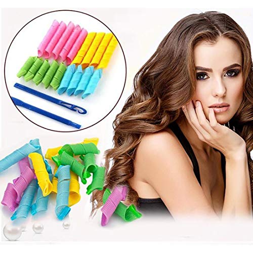 SANGAITIANFU 18 Pcs DIY Magic Curly Spiral Small Ring Roller Tool Long Curler Water Ripple Dispenser Random Color - Thumbnail 6