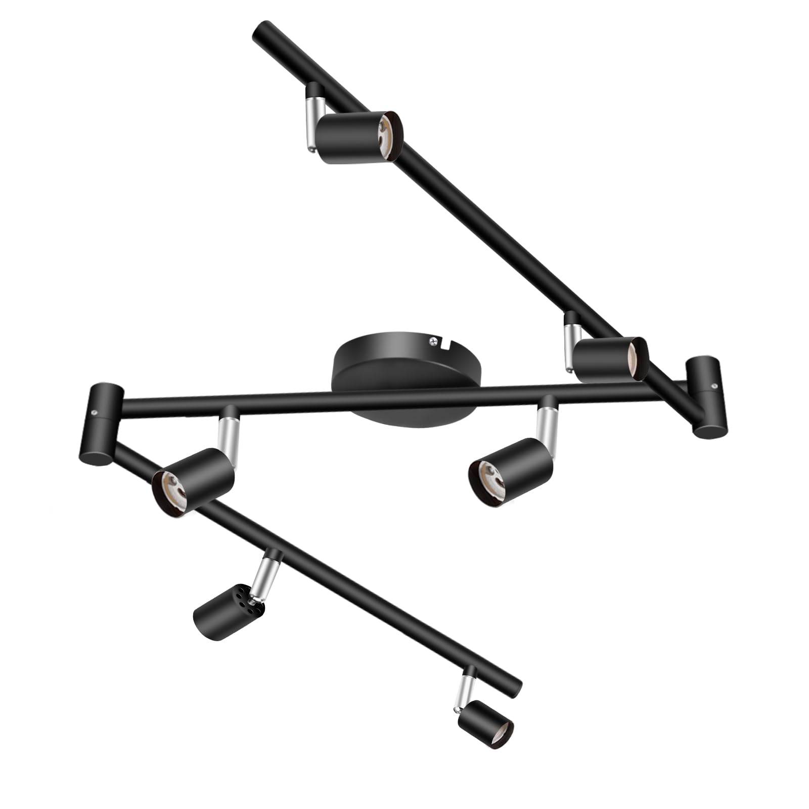 HURYEE Kitchen Lights,6 Way Adjustable Modern Ceiling Spotlights, Flexible Foldable Arms Ceiling Lights Kits for Bedroom, Kitchen and Living Room (Black Matt) (KL0006)