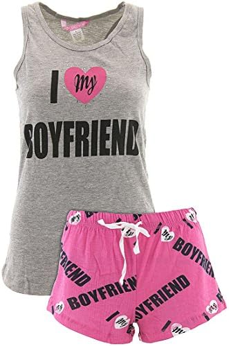 Love Loungewear Juniors I Love My Boyfriend Shorty Pajamas L
