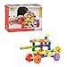 Bebamour Builder Toys Tube Locks Set 72 Pcs with Wheels Water Pipe Plug Building Interlocking Set Toys for Toddlers and Preschool Kids Montessori Toys for Learning Colors