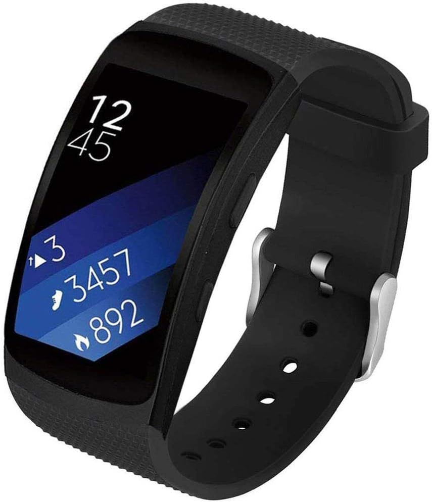 Olytop Gear Fit2 / Fit 2 Pro Bands, Silicone Replacement Wristband Strap for Samsung Gear Fit 2 SM-R360/ Gear Fit 2 Pro SM-R365 Smartwatch (Black)