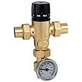 Caleffi 521519A Cal 3-Way Thermostatic Mixing Valve, Low-Lead Brass with Adaptor