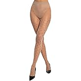 MANZI Women's Sheer Patterned Tights All-Over Polka-Dot Leopard Hearts Stockings 30 Denier Pantyhose Nylons