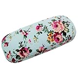 ZZ Sanity Flower Fabric Covered Clam Shell Style Eyeglass Case Spectacles Box (Blue2)