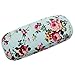 ZZ Sanity Flower Fabric Covered Clam Shell Style Eyeglass Case Spectacles Box (Blue2)