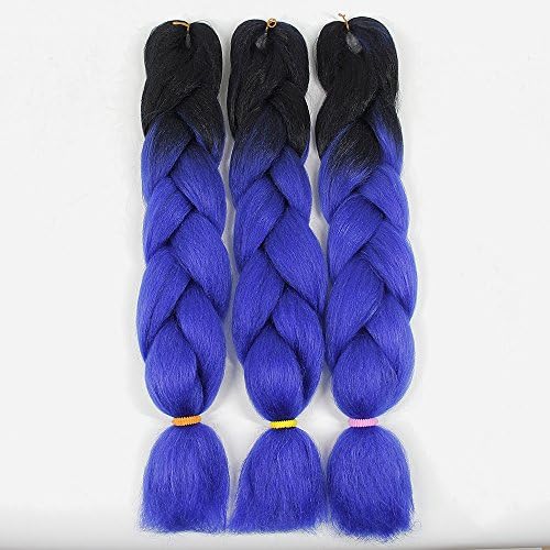 YXCHERISHAIR 3PCS/LOT Ombre Braiding Hair Extensions Multi Color for Women and Girls Very Fluffy (24 inch 3 Pieces, T205)
