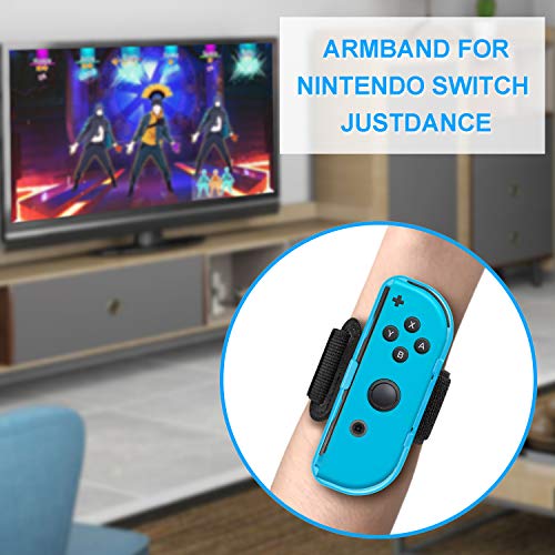 Wrist Band for Nintendo Switch Just Dance 2019 and Leg Strap for Switch Ring Fit Adventure Game, Adjustable Elastic Sport Movement Leg Fixing Strap and Wrist Dance Band for Nintendo Switch Games