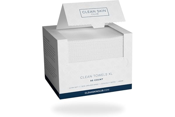 Clean Skin Club Clean Towels XL™, 100% USDA Biobased Face Towel, Disposable Face Towelette, Makeup Remover Dry Wipes, Ultra Soft, 50 Ct, 1 Pack