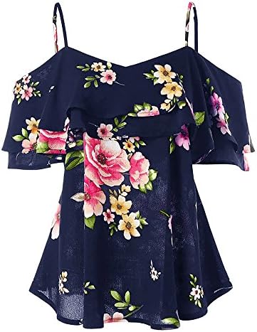 Ninasill HOT ! Women Blouse, Exclusive Casual Chiffon Print Floral Lantern Sleeve Halter Tops Blouse