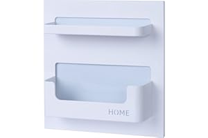 MATIMASU Bedside Shelf Organizer,Stick On Adhesive Wall Mounted Shelf Holder for Phone,Reading Glasses,Remote Control - Good for Home,Dorm,Bedroom,Office (Horizontal Type/White)