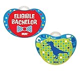NUK Small Talk Big Button Pacifier, 2 Pack, 6-18 Months, Bachelor/Dinosaur