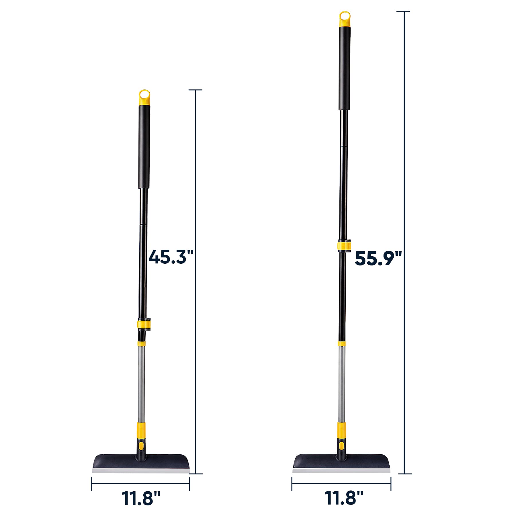 Yocada Floor Scrub Brush Telescopic Handle 2 in 1 Scrape Brush Stiff Bristle Shower Scrubber for Cleaning Patio Bathroom Garage Kitchen Wall Deck Tub Tile 55.9 inch Tall