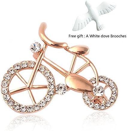 GHRMB Bicycle Brooches Pin Rhinestones Clear Crystal Gold Color Small Model Bike Ornament Pin Scarf Hat Suit clothes Sweater Breastpin Lapel Pin White dove Brooch Pin Jewelry Series Corsage Accessory
