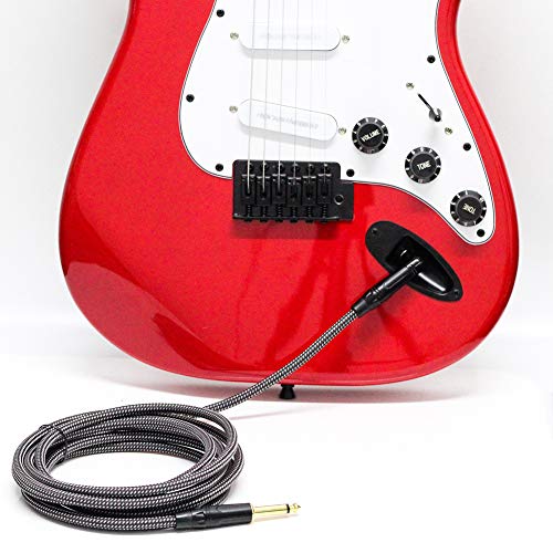 millet16zjh 3/6m 6.35mm Right Angle Male to Straight Male Electric Guitar Bass Cable Cord - Red+Black 6M - Thumbnail 3
