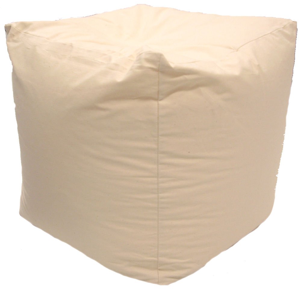 Cotton Natural Cream Cube Footstool Pouffe Seat Bean Bag with Filling Amazon.co.uk Kitchen & Home