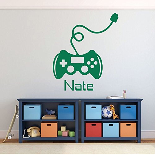 Gamer Wall Decal - Game Controller Sticker - Personalized Vinyl Decoration for Boy's Bedroom, Playroom or Game Room