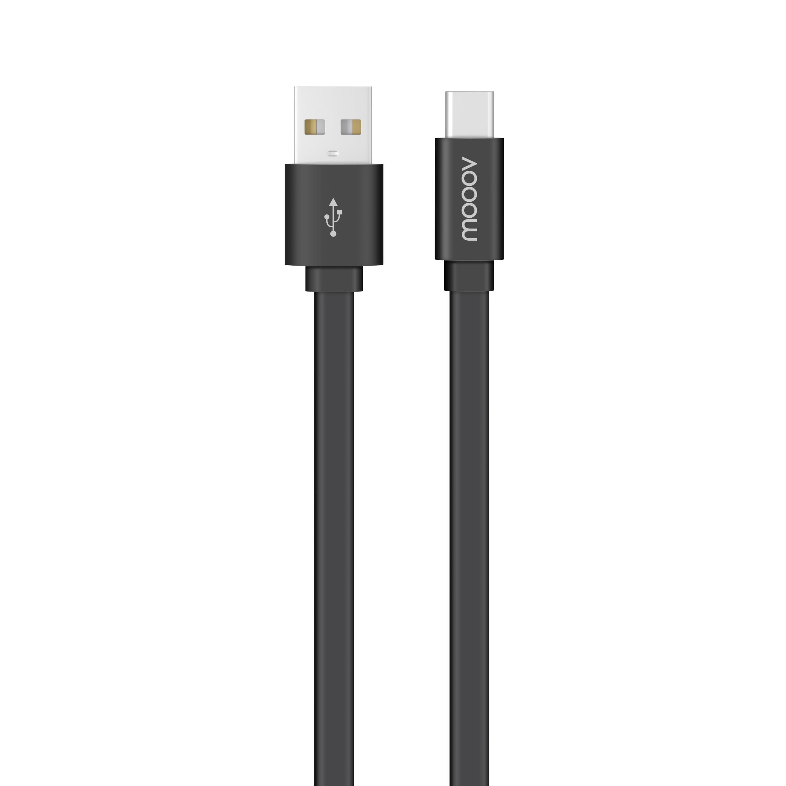 Metronic mooov 732059 Flat USB-A/USB-C Data and Charge Cable Black 2 M