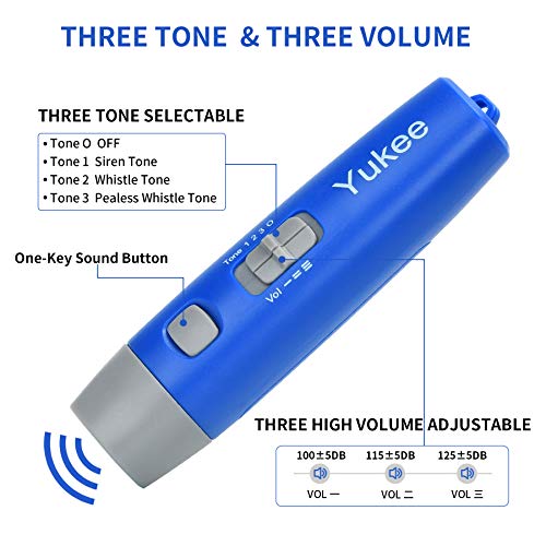 Yukee 3 Volume & 3 Tone Electronic Whistle, Loud Electronic Whistles with Lanyard Handheld Noblow Electric Whistle for Referee Coach Hiking Emergency Whistle (Blue)
