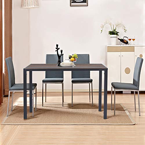 Aingoo Rustic Dining Table Wooden MDF 47" Vintage Kitchen Table for 4/6 Person Steel Fram Heavy Duty Brown Black (Table Only) - Thumbnail 2