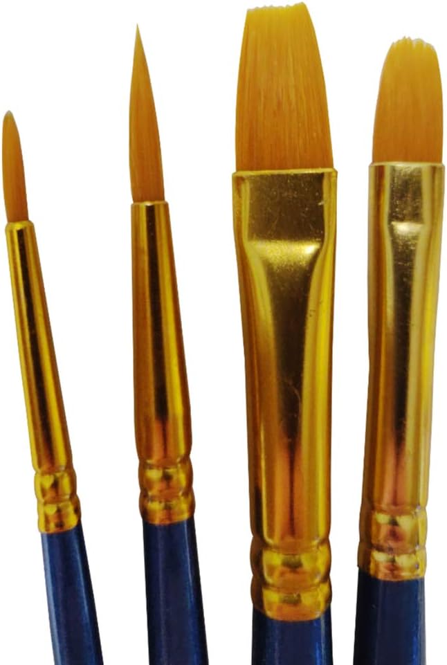 Synthetic Orange Sable Artists Paint Brush Selection Set of 10, Flat - Image 4