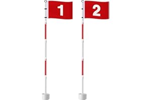 Threehoney Golf Flagstick 6ft, Golf Pin Flag Hole Cup Set Putting Green Flags and Poles Numbered Golf Flags for Driving Range Backyard, Portable 5 Section Design for Golf Practice, Gift Idea