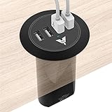 MAKETECH 4-Port 30W/6A USB Desktop Grommet Charger Smart Charging Station with 4 Feet Detachable Power Cable for Home &amp; Office ( 2'' &amp; 2.4'' Grommet Hole Included)