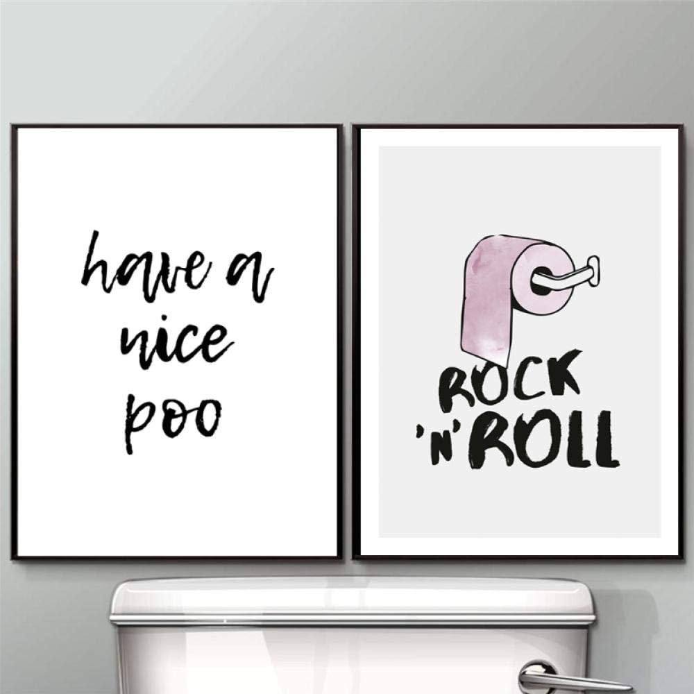 NR Divertido Cartel de baño Arte de Pared de baño Rock and Roll