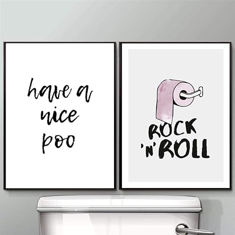 NR Divertido Cartel de baño Arte de Pared de baño Rock and Roll