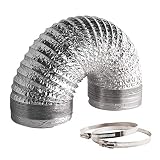 VIVOSUN 6 Inch 25 Feet Non-Insulated Flex Air Aluminum Ducting for HVAC Ventilation w/Two 6 Inch Stainless Steel Clamps