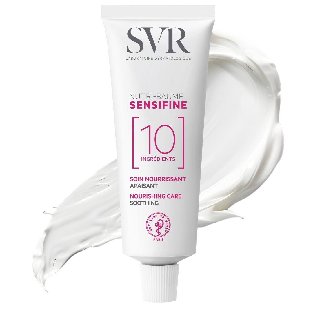 SVR SENSIFINE Nutri-Baume Nourishing Rich Face Balm for Hypersensitive, Reactive, Dry Skin - Squalane and Shea Butter 24hr Soothing Moisturriser, 10-Ingredient Minimalist Formula, 40ml