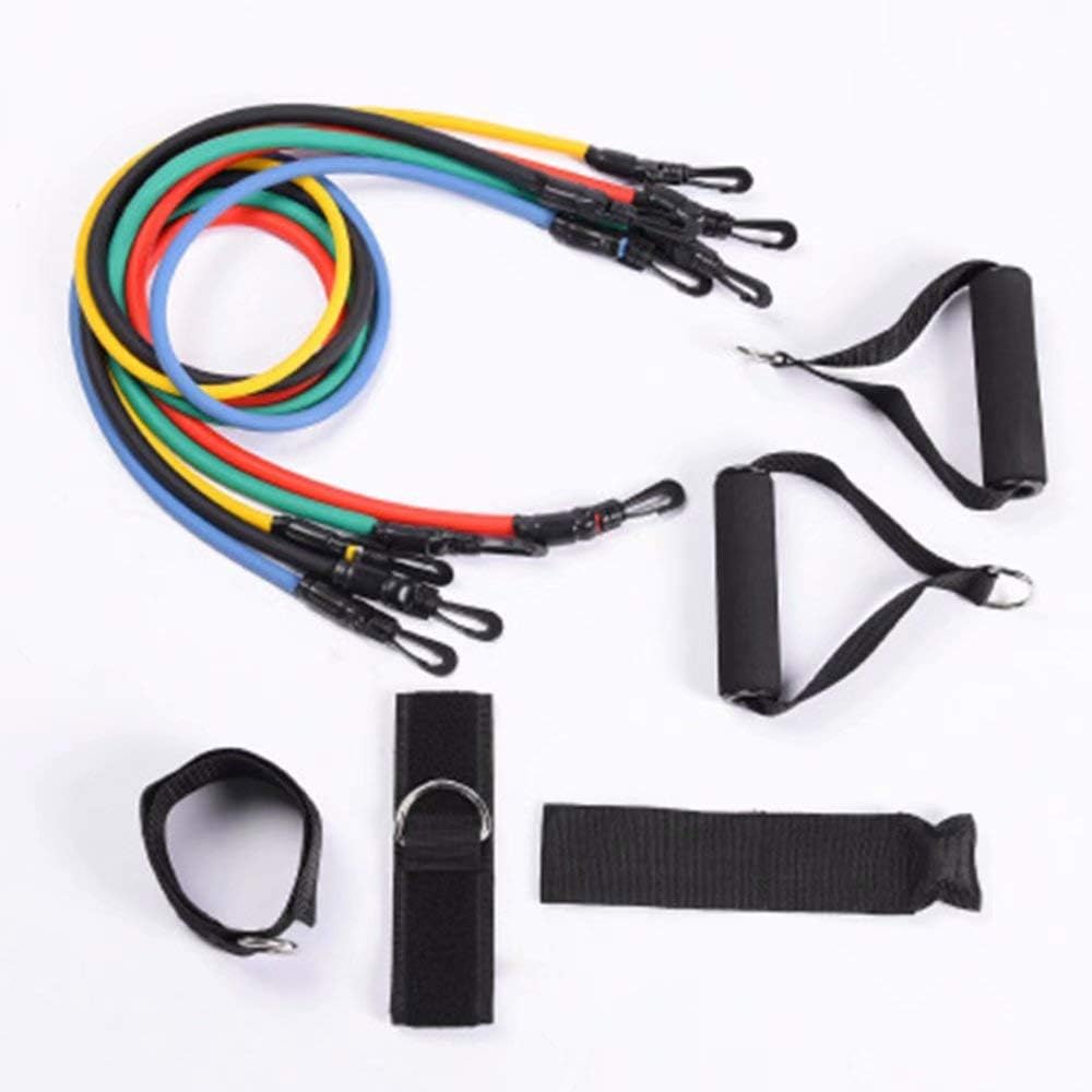Resistance Bands Set – Include 5 Stackable Exercise Bands with Handles, Carry Bag, Legs Ankle Straps & Door Anchor Attachment Combine Up to 75 lbs Strength Training, Physical Therapy, Yoga