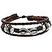 Brown Leather Rope Wrist Bracelet, Adjustable, Unisex, & Casual, with Infinity and Metal Alloy Beads, By Regetta Jewelry