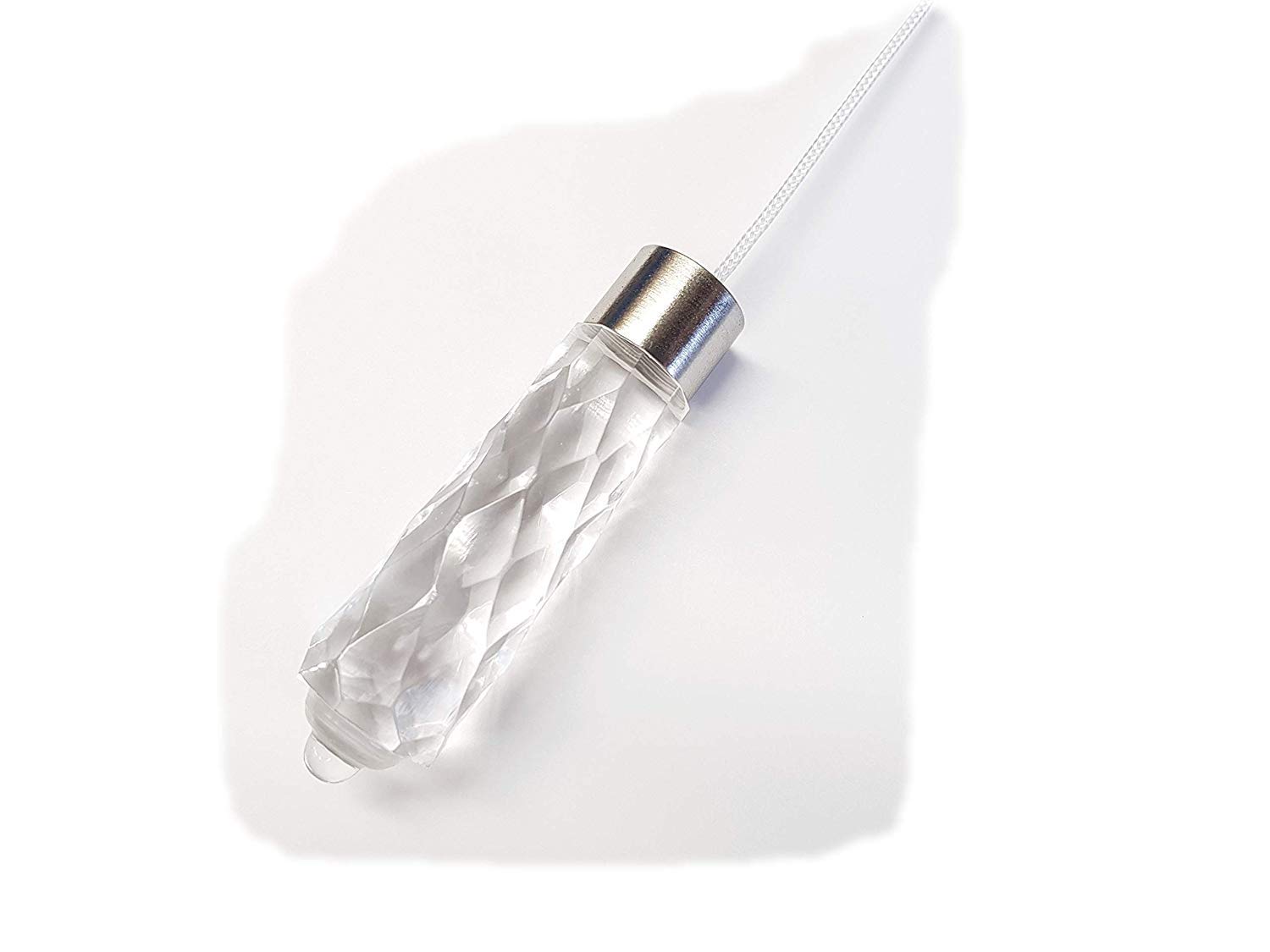 Penbrice Bathroom light cord pull - Glass effect clear acrylic teardrop design (Brushed steel)
